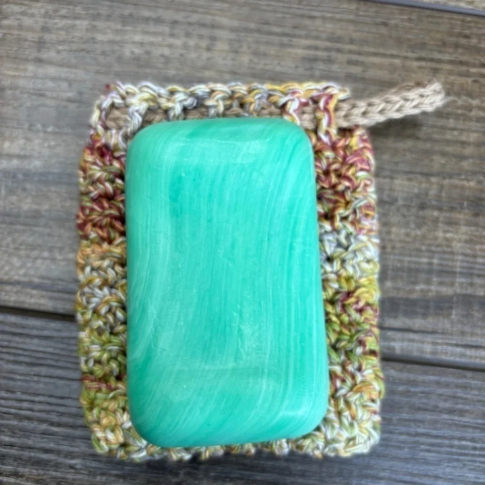 Handmade Crochet Soap Saver Bag Cotton Handcrafted‎ Exfoliating Drawstring Pouch